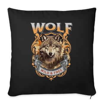 Wolf Wolf’s Head Nature Wilderness Adventure Art forestier - Housse de coussin décorative 45 x 45 cm - noir - Devant