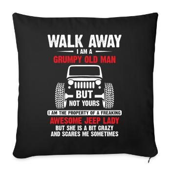 Génial à pied Je suis un vieil homme grincheux Jeeps - Housse de coussin décorative 45 x 45 cm - noir - Devant