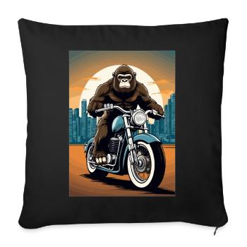 Motard gorille - Housse de coussin décorative 45 x 45 cm - noir - Devant
