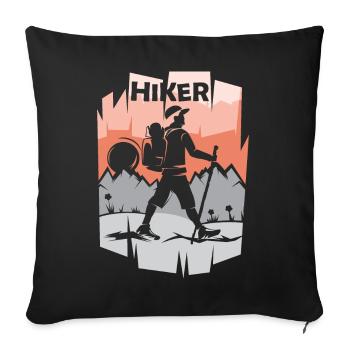 Randonnée Randonneur Illustration Nature Montagnes Icône - Housse de coussin décorative 45 x 45 cm - noir - Devant
