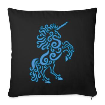 Blue Unicorn Horse - Sofa pillowcase 17,3'' x 17,3'' (45 x 45 cm) - black - Front