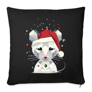 Souris des neiges dans le design géométrique de Noël - Housse de coussin décorative 45 x 45 cm - noir - Devant