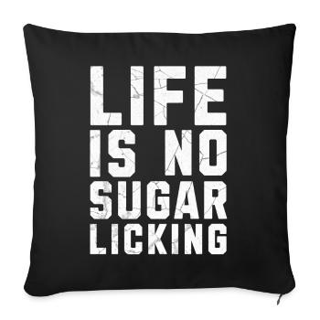 Life is no sugar licking Denglisch - Sofa pillowcase 17,3'' x 17,3'' (45 x 45 cm) - black - Front
