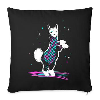Alpaca in 80s Disco Retro Style Funky Alpaca - Sofa pillowcase 17,3'' x 17,3'' (45 x 45 cm) - black - Front