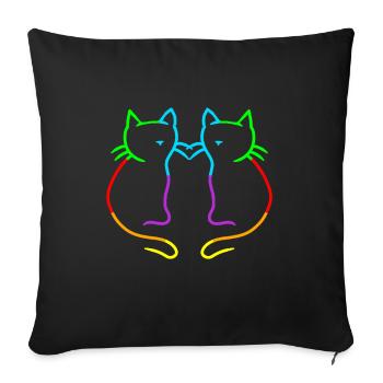 Regenbogen Katzen LGBT Gay Pride - Sofakissenbezug 45 x 45 cm - Schwarz - Vorne