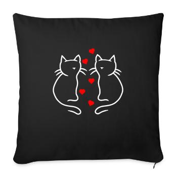 Valentine's Heart Cats Love Friendship Hearts - Sofa pillowcase 17,3'' x 17,3'' (45 x 45 cm) - black - Front