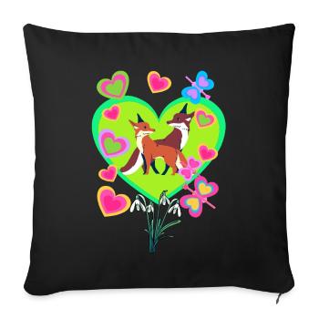 Retro Fox Foxes Vintage 80s 90s Vixen - Sofa pillowcase 17,3'' x 17,3'' (45 x 45 cm) - black - Front