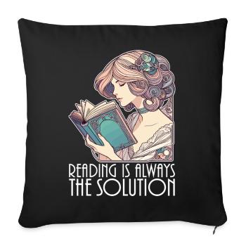 Book Books Reading Wife Solution Funny Gift - Sofa pillowcase 17,3'' x 17,3'' (45 x 45 cm) - black - Front