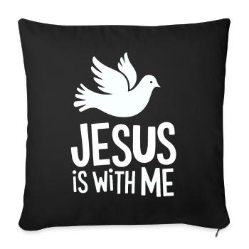 Jésus est avec moi - Housse de coussin décorative 45 x 45 cm - noir - Devant