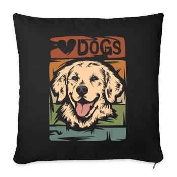 Golden Retriever Vintage - Illustration de chien rétro - Housse de coussin décorative 45 x 45 cm - noir - Devant