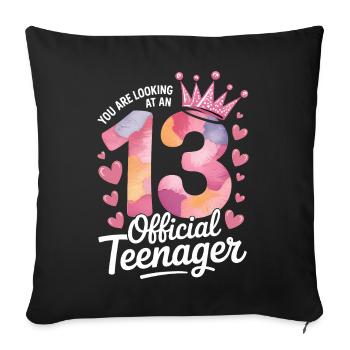 13th birthday teenager gift - Sofa pillowcase 17,3'' x 17,3'' (45 x 45 cm) - black - Front