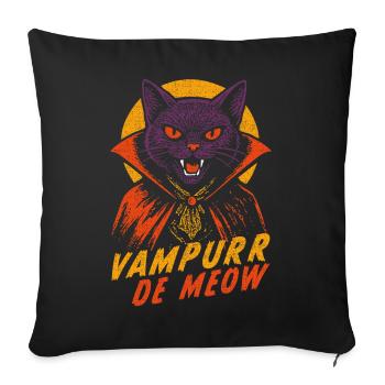 Vampurr De Meow Retro Comic Vampire Cat - Sofa pillowcase 17,3'' x 17,3'' (45 x 45 cm) - black - Front