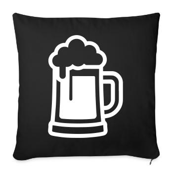 Verre à bière symbole bière - Housse de coussin décorative 45 x 45 cm - noir - Devant
