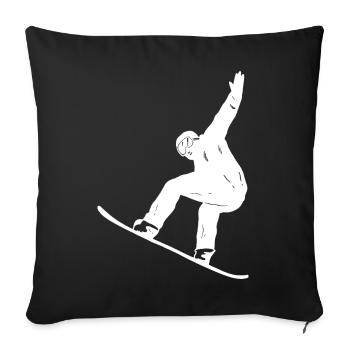 Silhouette minimaliste de snowboard Sports d’hiver - Housse de coussin décorative 45 x 45 cm - noir - Devant