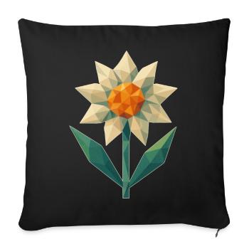 Geometric Flower - Edelweiss - Sofa pillowcase 17,3'' x 17,3'' (45 x 45 cm) - black - Front