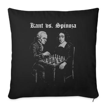 Kant contre Spinoza jouant aux échecs - Housse de coussin décorative 45 x 45 cm - noir - Devant
