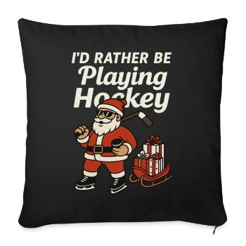 Lustiges Eishockey TShirt Weihnachtsgeschenk - Sofakissenbezug 45 x 45 cm - Schwarz - Vorne