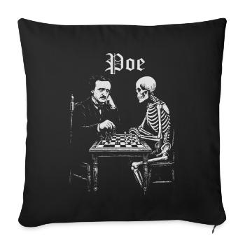 Poe and Skeleton Chess Duel - Sofa pillowcase 17,3'' x 17,3'' (45 x 45 cm) - black - Front