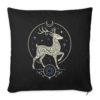 Celtic Yule Deer with Sun and Moon - Sofa pillowcase 17,3'' x 17,3'' (45 x 45 cm) - black - Front
