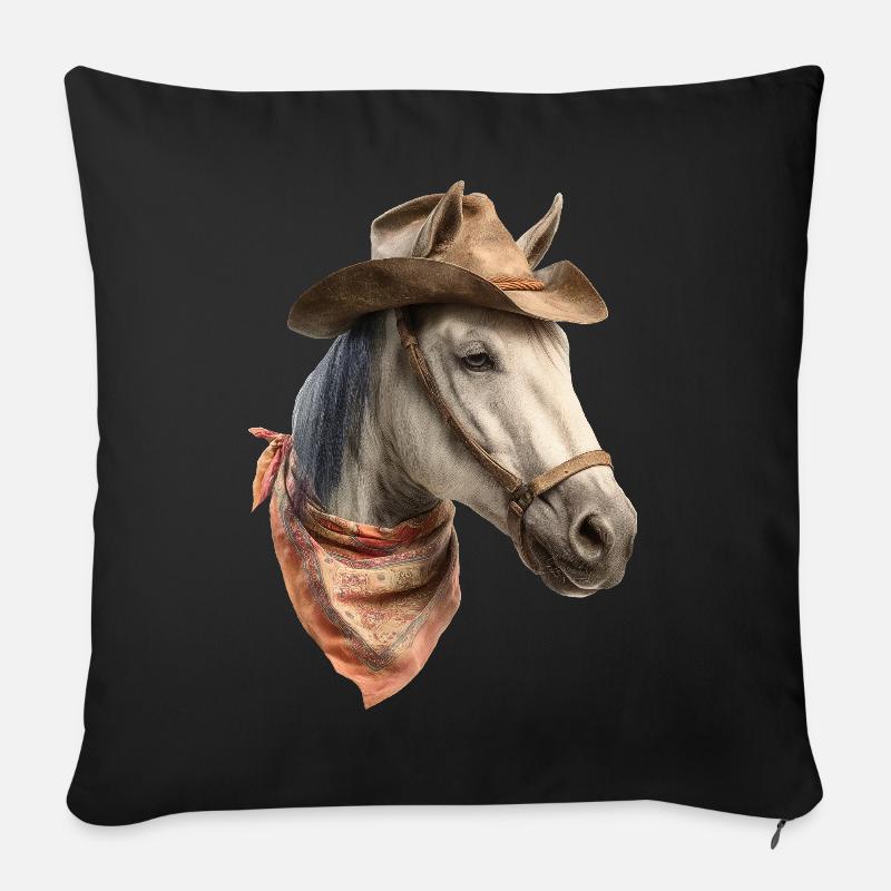 Perd Cowboy - Sofakissenbezug 45 x 45 cm - Schwarz