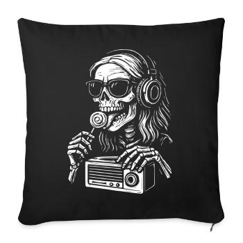 Skeleton DJ Radio Black White - Sofa pillowcase 17,3'' x 17,3'' (45 x 45 cm) - black - Front