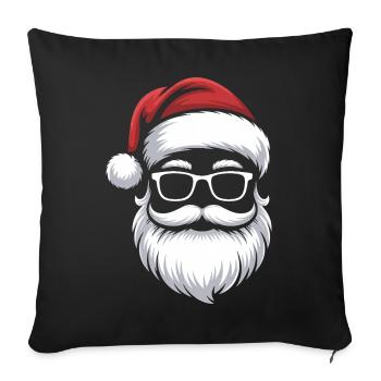 Le Père Noël avec des lunettes à moustache - Housse de coussin décorative 45 x 45 cm - noir - Devant