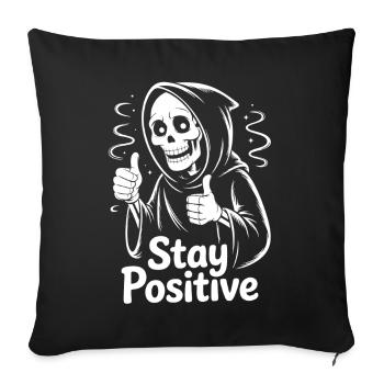 Skeleton Stay Positive - Sofa pillowcase 17,3'' x 17,3'' (45 x 45 cm) - black - Front