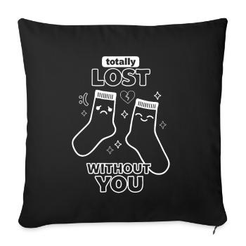 Totalement perdus sans toi Chaussettes Amour gribouillis - Housse de coussin décorative 45 x 45 cm - noir - Devant