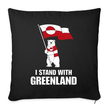 Soutien Groenland: Ours et Drapeau - Housse de coussin décorative 45 x 45 cm - noir - Devant