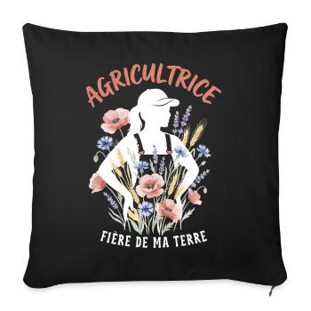 Agricultrice Métier Agriculture Femme - Housse de coussin décorative 45 x 45 cm - noir - Devant