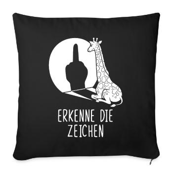 Recognize the Signs Giraffe Middle Finger Funny - Sofa pillowcase 17,3'' x 17,3'' (45 x 45 cm) - black - Front