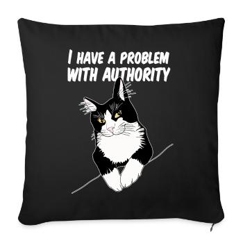 Le chat défie l’autorité - Housse de coussin décorative 45 x 45 cm - noir - Devant