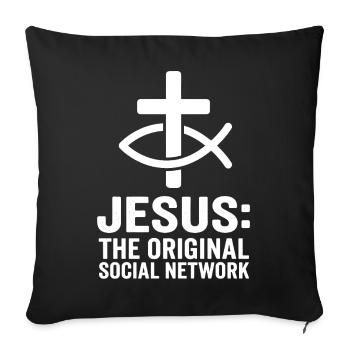 Jesus The Original Social Network - Sofa pillowcase 17,3'' x 17,3'' (45 x 45 cm) - black - Front