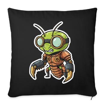 Praying Mantis Steampunk Copper Armor - Sofa pillowcase 17,3'' x 17,3'' (45 x 45 cm) - black - Front