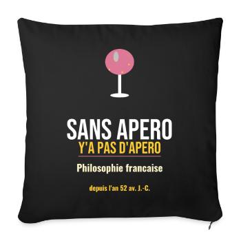 Sans Apero: Philosophie Française - Housse de coussin décorative 45 x 45 cm - noir - Devant