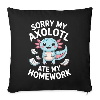Axolotl Homework Apology - Sofa pillowcase 17,3'' x 17,3'' (45 x 45 cm) - black - Front