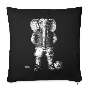 Elephant with football for black/dark shirts - Sofa pillowcase 17,3'' x 17,3'' (45 x 45 cm) - black - Front