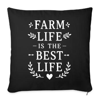 La vie à la ferme est le meilleur dicton des fermiers - Housse de coussin décorative 45 x 45 cm - noir - Devant