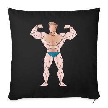 Conception de la géométrie de l’entraînement musculaire - Housse de coussin décorative 45 x 45 cm - noir - Devant