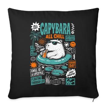 Capybara All Chill Funny Animal - Sofa pillowcase 17,3'' x 17,3'' (45 x 45 cm) - black - Front