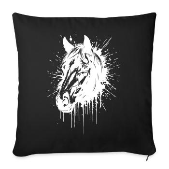White Splash Horse Head - Sofa pillowcase 17,3'' x 17,3'' (45 x 45 cm) - black - Front