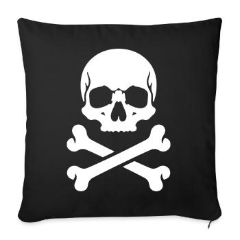 Estampe de pirate de crâne et os - Housse de coussin décorative 45 x 45 cm - noir - Devant