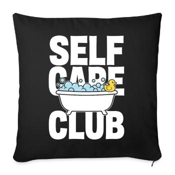 Self Care Club mit Schaumbad und Ente - Sofakissenbezug 45 x 45 cm - Schwarz - Vorne