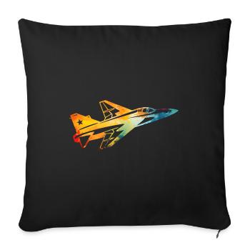 Fighter aircraft - Sofa pillowcase 17,3'' x 17,3'' (45 x 45 cm) - black - Front