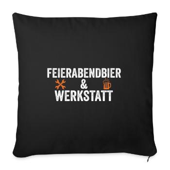 Feierabendbier & Werkstatt – Handwerker T-Shirt - Sofakissenbezug 45 x 45 cm - Schwarz - Vorne