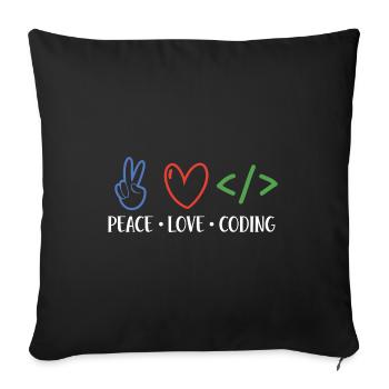 Peace Love Coding Coder Software Developer Program - Sofakissenbezug 45 x 45 cm - Schwarz - Vorne