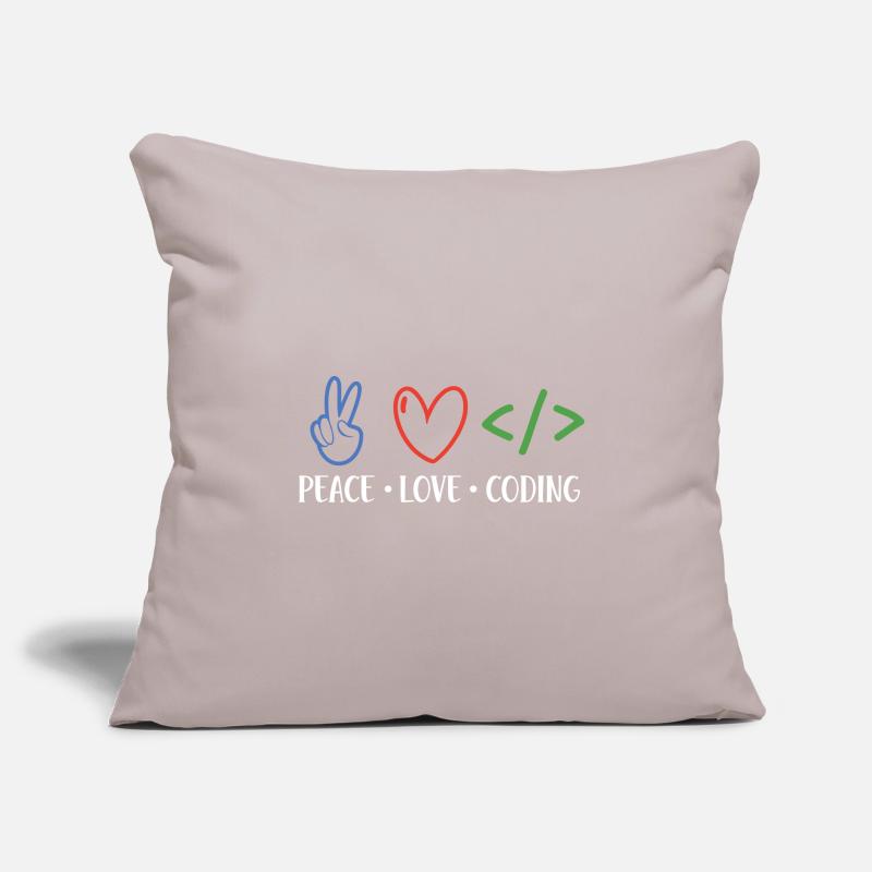 Peace Love Coding Coder Software Developer Program Sofakissenbezug 45 x 45 cm