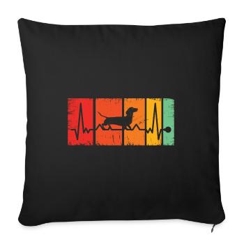 Retro Grafik Dackel Hundebesitzer Hundeliebhaber Wiener - Sofakissenbezug 45 x 45 cm - Schwarz - Vorne