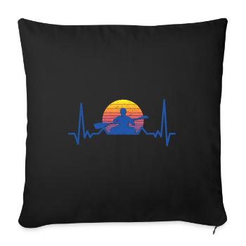 Heartbeat Graphic Kayaking Canoe Rowing Rower Padd - Sofakissenbezug 45 x 45 cm - Schwarz - Vorne