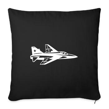 Fighter aircraft - Sofa pillowcase 17,3'' x 17,3'' (45 x 45 cm) - black - Front